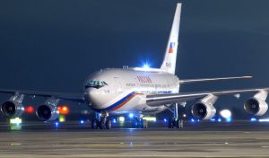 One of Vladimir Putin's Ilyushin Il-96-300PU airplanes.