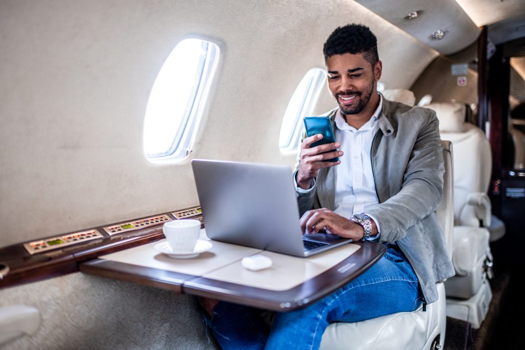 Entrepreneur Guy in Private Jet