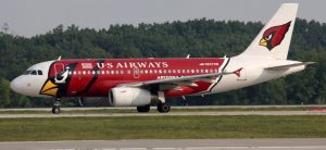 U.S Airways A319 sporting the NFL Arizona Cardinals.
