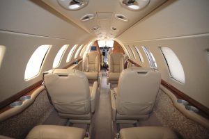 inside of corporate airplane Cessna Citation