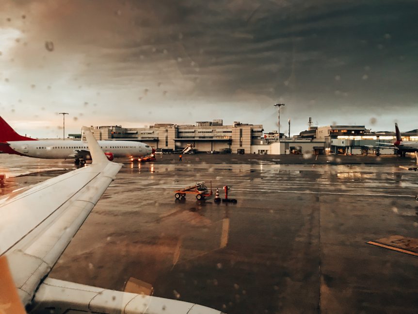 rainy day at the airport