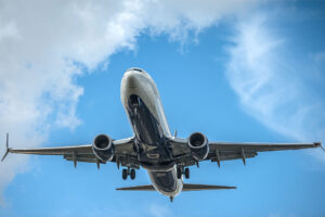 Delta Airlines airplane (Boeing 737-900) taking off by Miami International airport.