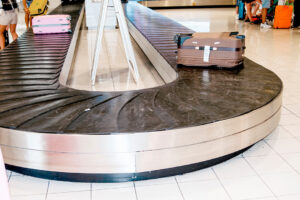 Empty black belt conveyor for Luggage.