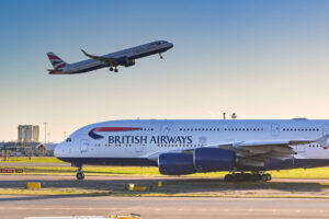 British Airways Airbus A380 jet taxiing for take off at London Heathrow airport | Photo: Ceri Breeze