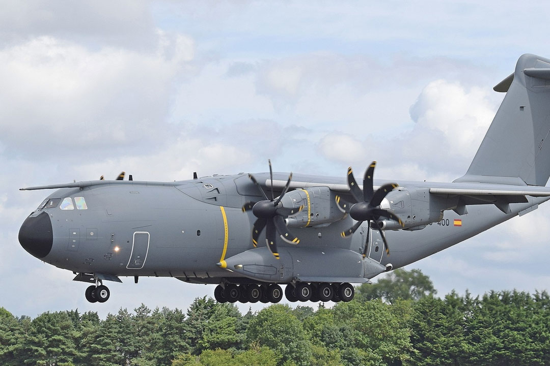 An A400M demonstrator arrives for the 2019 RIAT, England. | Photo: Adrian Pingstone