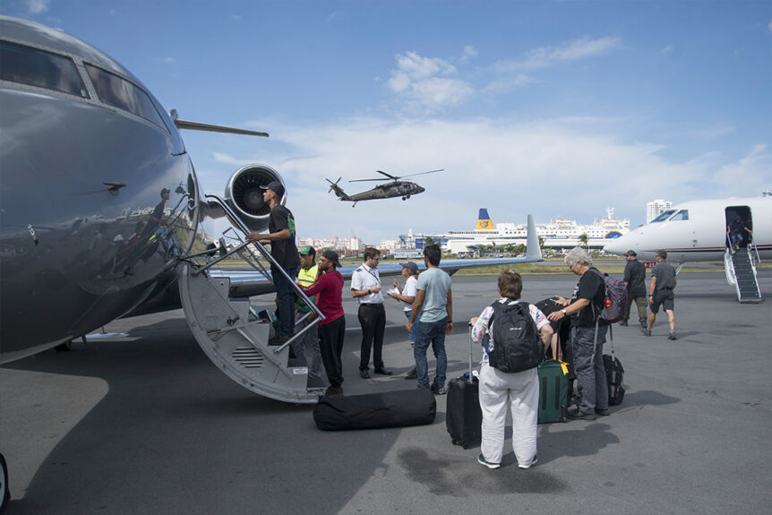San Juan, Puerto Rico, USA September 8 2017: Donated Bombardier Challenger 604 delivering relief supplies and medical personnel following Hurricanes Irma and Maria. | Photo: Alan David Staats