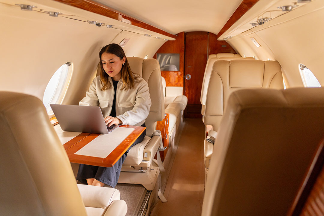 No lost productivity when traveling via private jet.