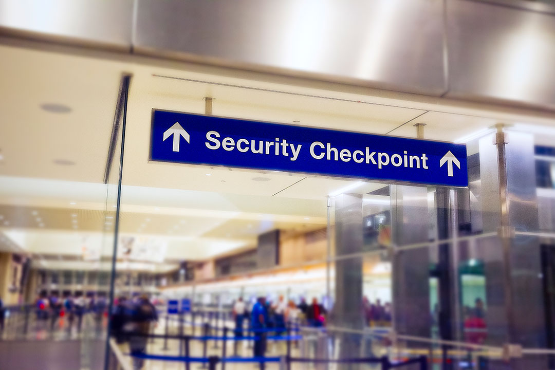 entrance at an airport security checkpoint