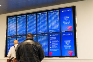 Atlanta, GA - November 9, 2025: Flight information is displayed for passengers in Atlanta Airport during the government shutdown. | Photo Chad Robertson Media