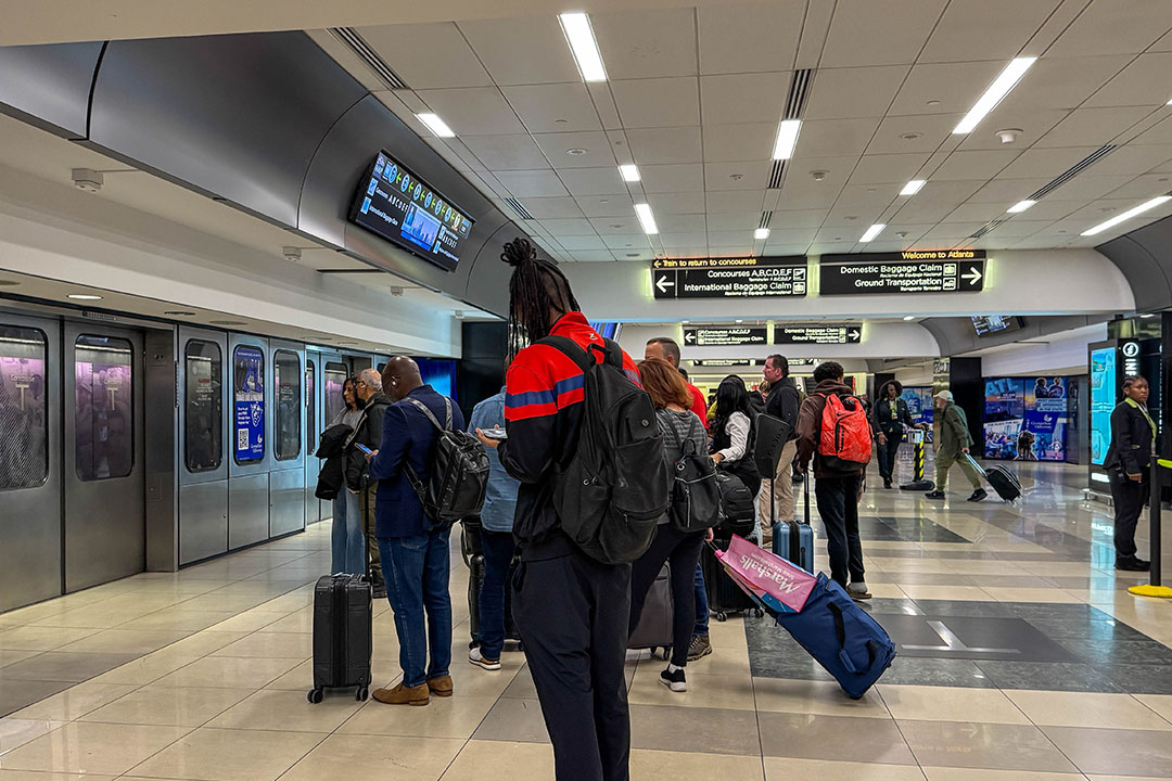 Passengers waiting for the Plane Train at Hartsfield-Jackson Atlanta International Airport